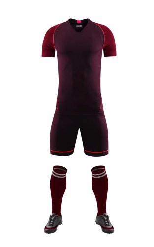 DLS-X920 DIY Custom Blank Uniforms Maroon Soccer Jersey Shorts