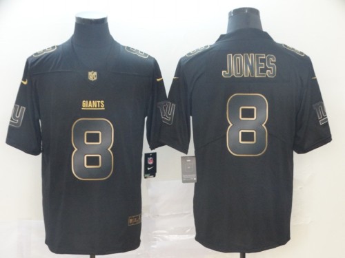 New York Giants #8 JONES Black/Gold NFL Jersey