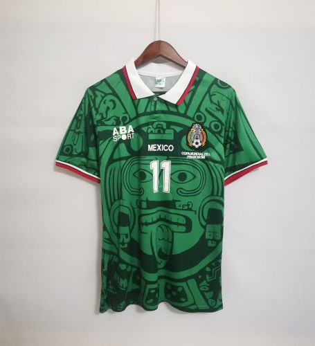 Retro Jersey 1998 Mexico BLANCO 11 Home Soccer Jersey