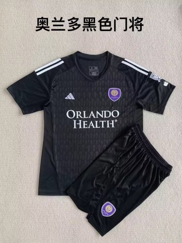 Adult Uniform 2023-2024 Orlando City Black Goalkeeper Soccer Jersey Shorts