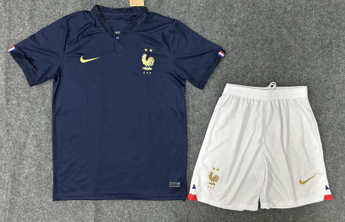 Adult Uniform 2022 World Cup France Home Soccer Jersey Shorts