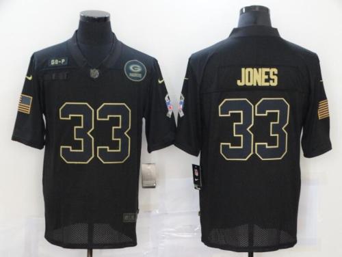 Packers 33 Aaron Jones Black 2020 Salute To Service Limited Jersey