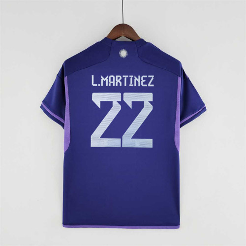 Fans Version 2022 World Cup Argentina L.MARTINEZ 22 Away Purple Soccer Jersey