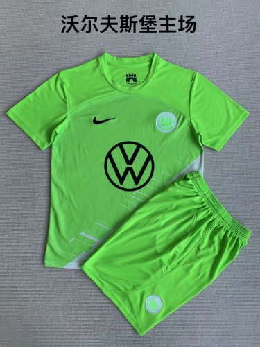 Adult Uniform 2023-2024 VfL Wolfsburg Home Soccer Jersey Shorts