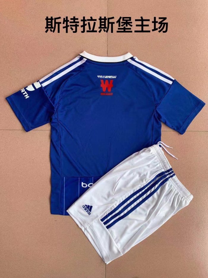 Adult Uniform 2022-2023 RC Strasbourg Alsace Home Soccer Jersey Shorts