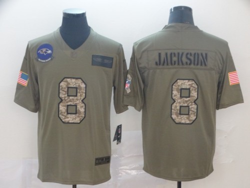 Baltimore Ravens 8 Lamar Jackson 2019 Olive Camo Salute To Service Limited Jersey