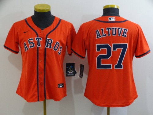 Women Houston Astros 27 ALTUVE Orange 2020 Cool Base Jersey