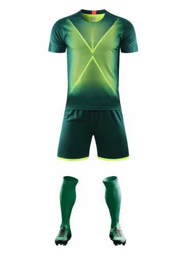 XBJ-DANING-8110 Dark Green  Plate Suit Adult Uniform Youth Kids Set Jersey and Shorts
