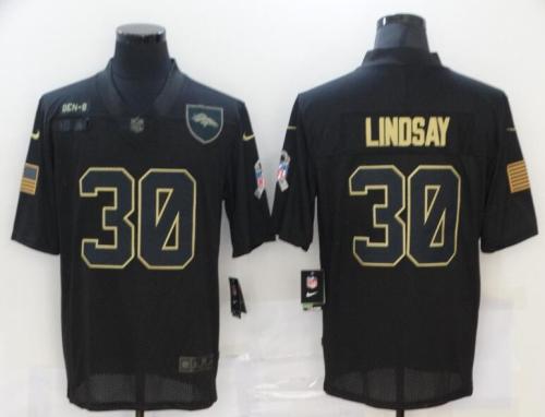 Broncos 30 Phillip Lindsay Black 2020 Salute To Service Limited Jersey