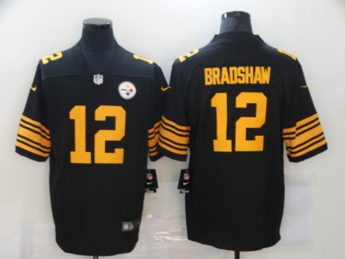 Steelers 12 Terry Bradshaw Black Youth Color Rush Limited Jersey