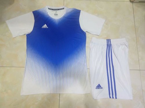 #816 White/Blue Soccer Training Uniform Jersey and Shorts