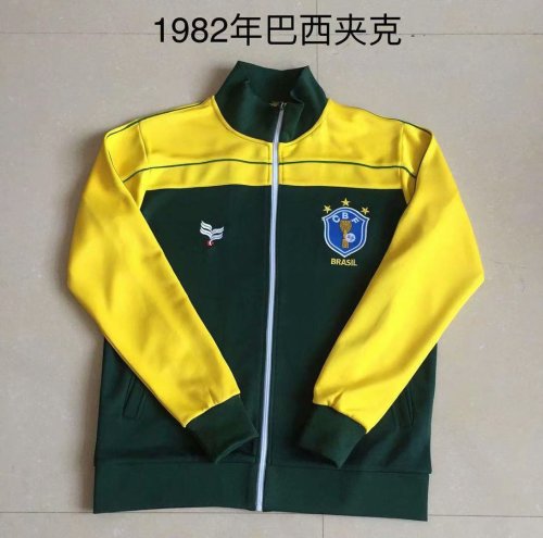 Retro Jacket 1982 Brazil Yellow/Green Soccer Jacket