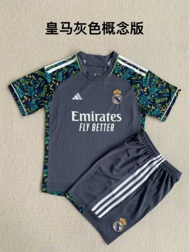 Adult Uniform 2023-2024 Real Madrid Special Grey Soccer Jersey Shorts