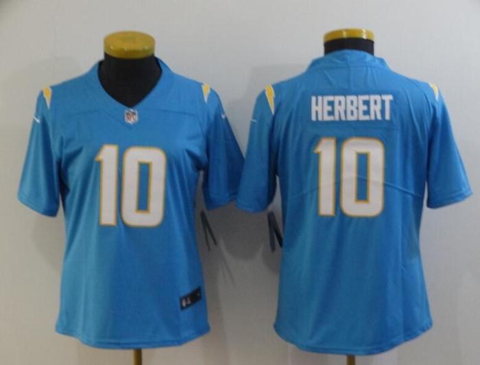 Women Chargers 10 Justin Herbert Light Blue 2020 NFL Draft First Round Pick Vapor Untouchable Limited Jersey
