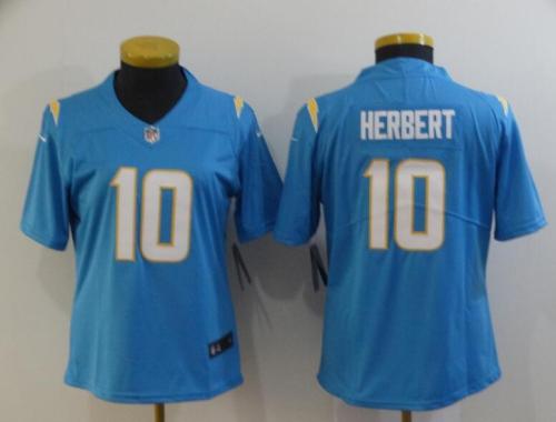 Women Chargers 10 Justin Herbert Light Blue 2020 NFL Draft First Round Pick Vapor Untouchable Limited Jersey