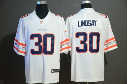 Denver Broncos 30 Phillip Lindsay White Team Logos Fashion Vapor Limited Jersey