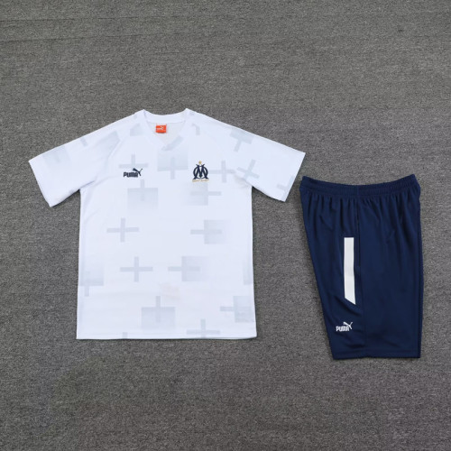 2023-2024 Marseille White Soccer Training Jersey and Shorts