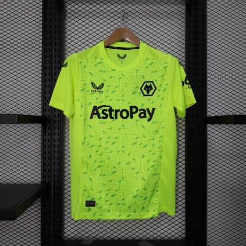 Fan Version 2023-2024 Wolverhampton Wanderers Fluorescent Green Wolves Football Shirt