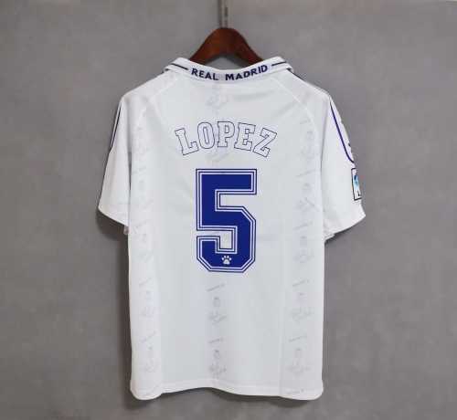 Retro Jersey Real Madrid 1994-1996 LOPEZ 5 Home Soccer Jersey
