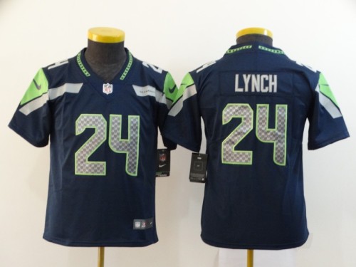 Seattle Seahawks 24 Marshawn Lynch Navy Youth Vapor Untouchable Limited Jersey