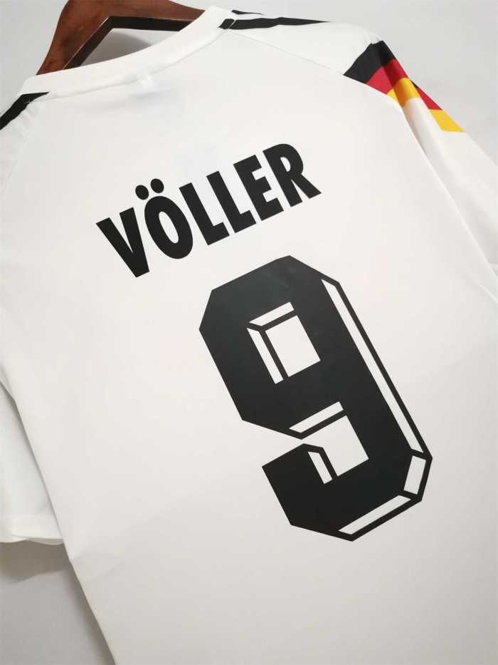 Retro Jersey 1990 Germany VOLLER 9  Home White Vintage Soccer Jersey