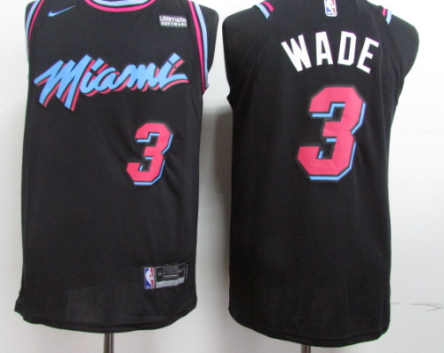 Miami Heat 3 WADE Black NBA Jersey