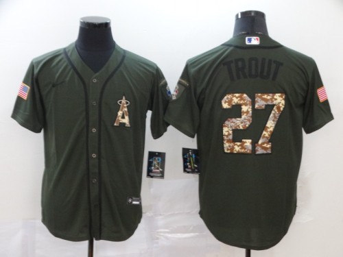 Los Angeles Angels of Anaheim 27 TROUT Olive 2020 Cool Base Jersey