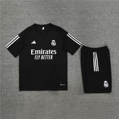 Adult Uniform 2023-2024 Real Madrid Black Soccer Training Jersey and Shorts