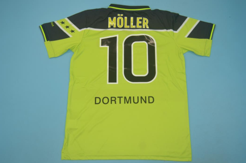 with Back Lettering Retro Jersey 1996-1997 Borussia Dortmund 10 MOLLER UCL Version Yellow Soccer Jersey
