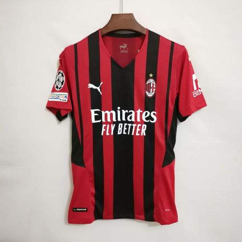 with UCL Patch Player Version 2021-2022 AC Milan Home Soccer Jersey