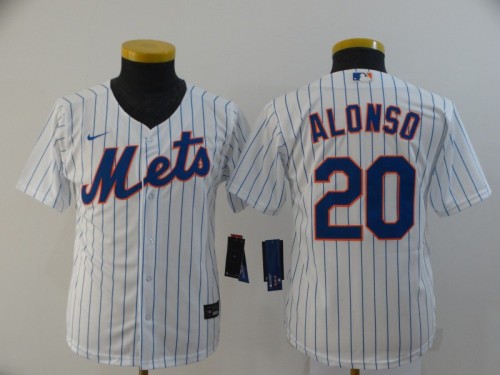 Youth Kids New York Mets 20 Alonso White 2020 Cool Base Jersey
