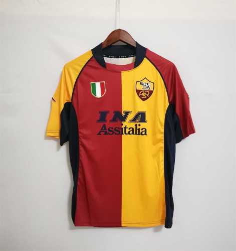 with Scudetto Patch Retro Jersey 2001-2002 AS Roma Champions League Home Soccer Jersey