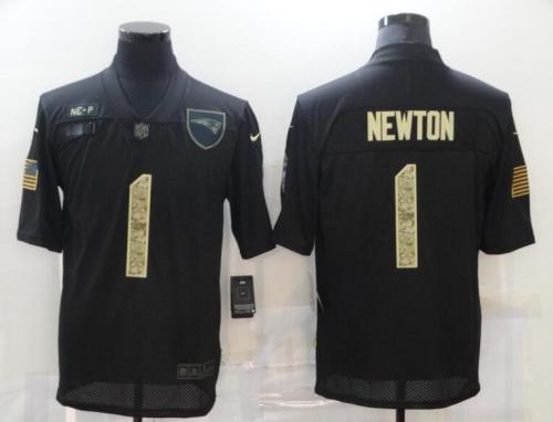 Patriots 1 Cam Newton Black Camo 2020 Salute To Service Limited Jersey