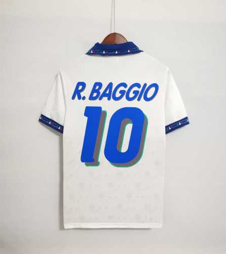 Retro Jersey 1994 Italy R.BAGGIO 10 Away White Soccer Jersey