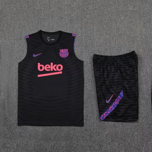 Adult Uniform 2022-2023 Barcelona Black Soccer Training Vest and Shorts