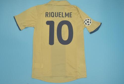 with UCL Patch Retro Jersey 2001-2002 Barcelona 10 RIQUELME Away Yellow Soccer Jersey