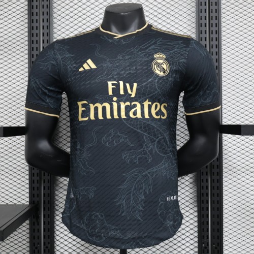 Real Camisetas de Futbol Player Version 2023-2024 Real Madrid Black Dragon Soccer Jersey