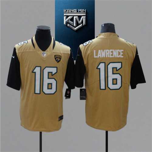 2021 Jaguars 16 LAWRENCE Yellow NFL Jersey S-XXL White Font