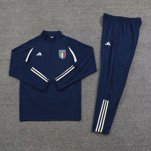 2023-2024 Italy Blue Soccer 1/4 Zipper Training Sweater and Pants
