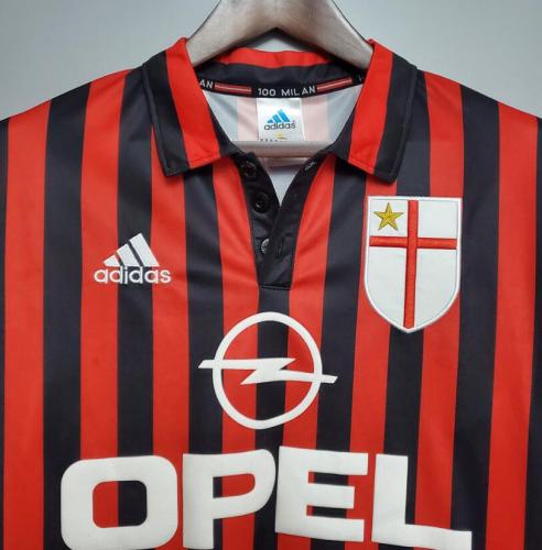 Retro Jersey AC Milan 1999-2000 Home Red Soccer Jersey AC Vintage Football Shirt