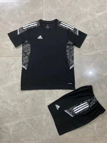 AD720 Black Blank Soccer Training Jersey Shorts DIY Cutoms Uniform