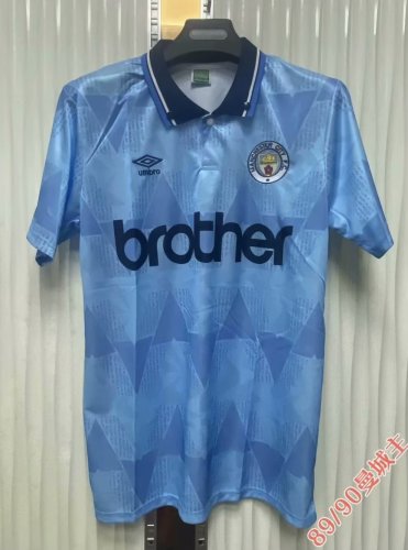 Retro Jersey 1989-1990 Manchester City Home Vintage Soccer Jersey Man City Football Shirt