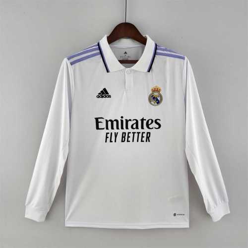 Long Sleeve Fans Version 2022-2023 Real Madrid Home Soccer Jersey