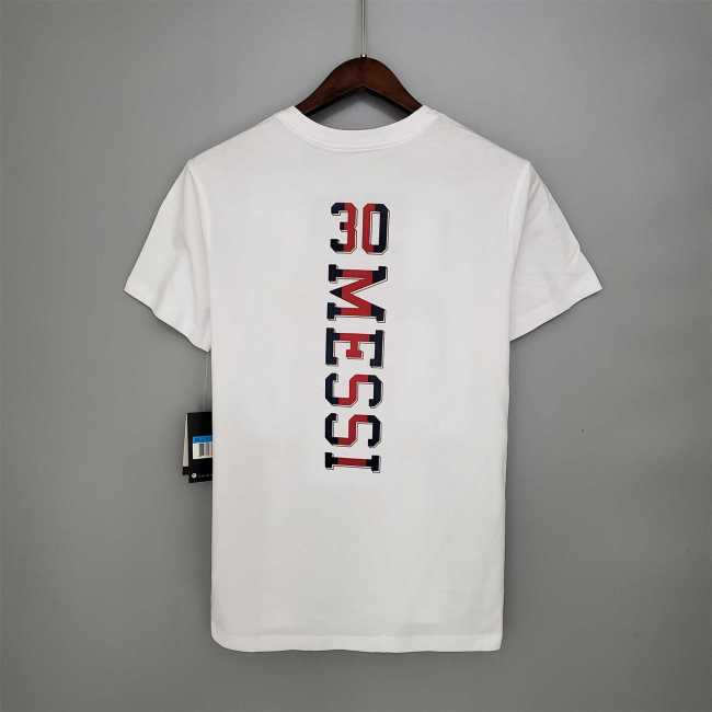 K00053 PSG MESSI 30 White Soccer T-shirt