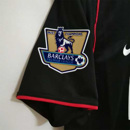 with Golden EPL Patch Retro Jersey 2007-2008 Manchester United Away Black Soccer Jersey