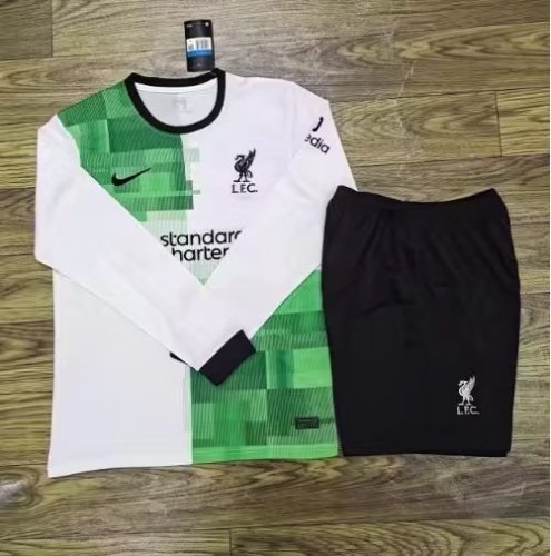 Adult Uniform Long Sleeve 2023-2024 Liverpool Away Soccer Jersey Shorts