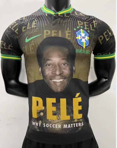 Player Version Brazil PELE Black Soccer Jersey