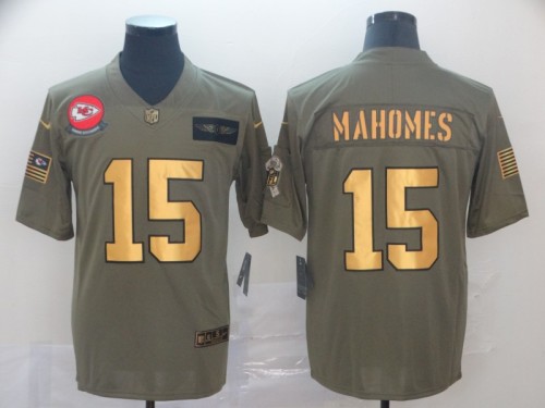 Kansas City Chiefs 15 Patrick Mahomes 2019 Olive Gold Salute To Service Limited Jersey