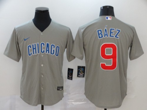 Chicago Cubs 9 BAEZ Grey 2020 Cool Base Jersey