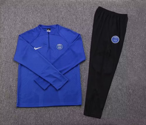 2022-2023 PSG Blue soccer 1/4 zipper Sweater and Black Pants